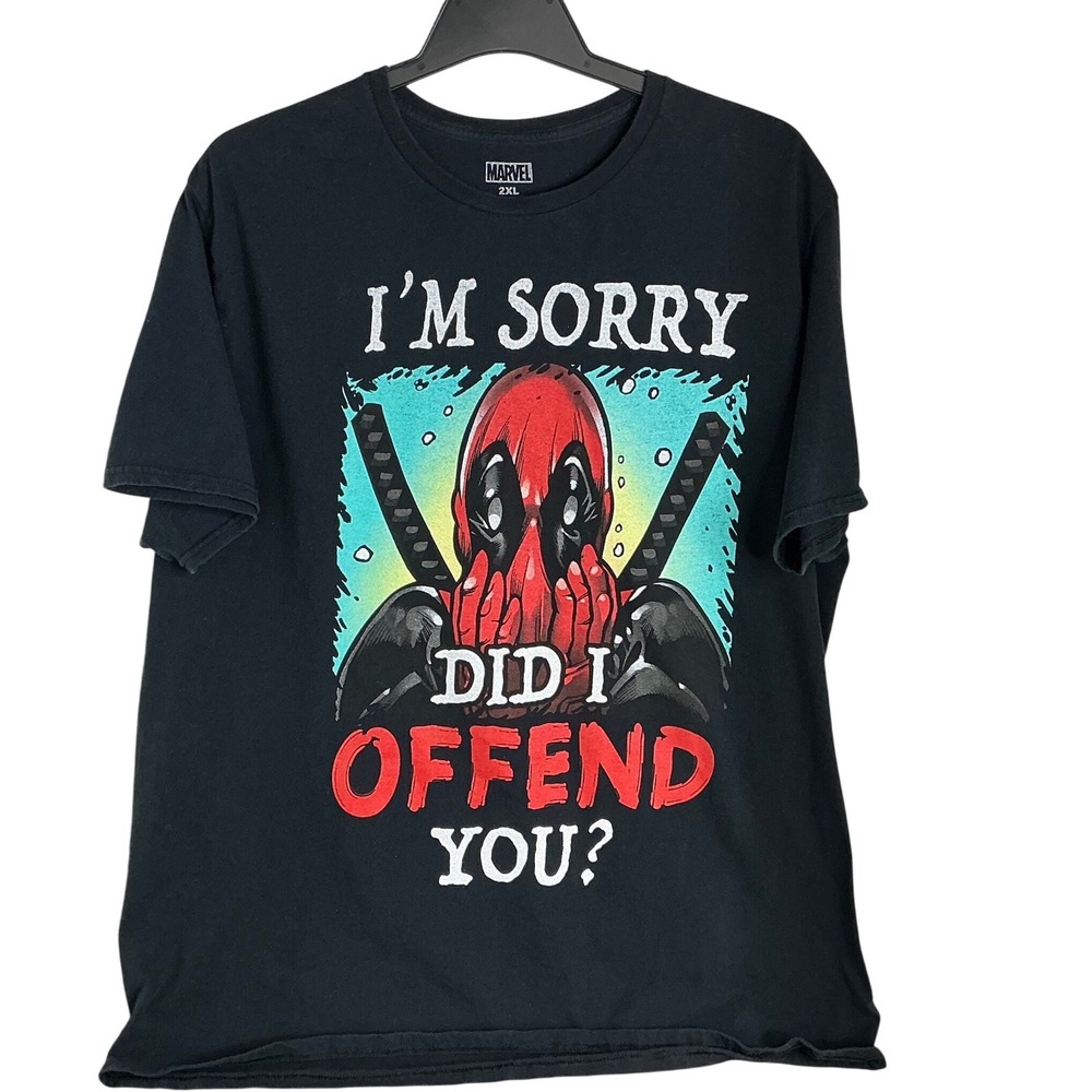Marvel Deadpool Graphic T-Shirt 2XL Black "I'm Sorry Did I Offend You" Tee